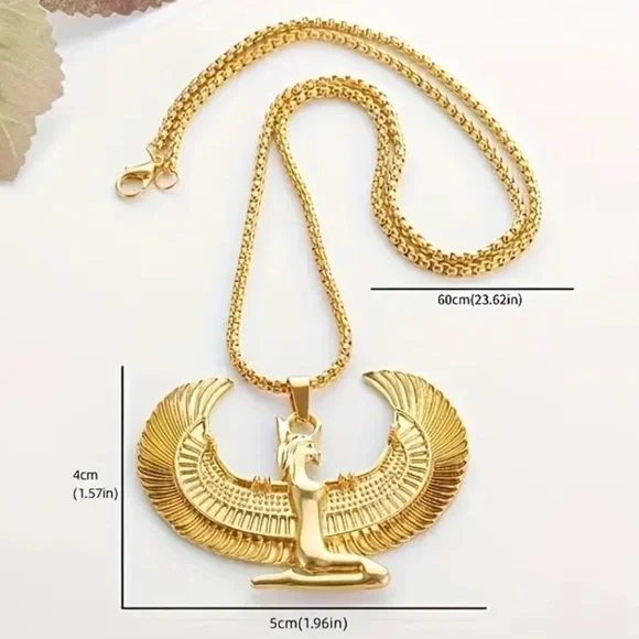 Egyptian Goddess with Wings, Pendant Necklace for Men and Women, Fairy Phoenix - Picture 3 of 7